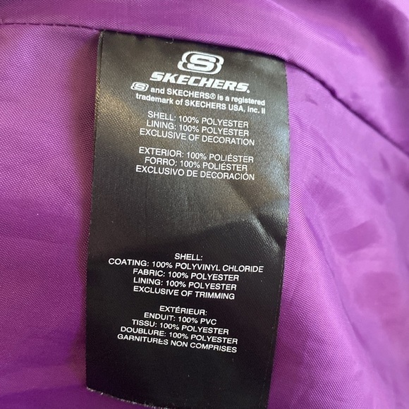 Sketchers rain coat Jacker Size 3T purple patch pockets hooded - Picture 9 of 9